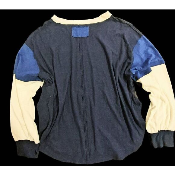 CARE FP WOULD YOU RATHER FREE PEOPLE TEE L/S NWT SZ M NAVY - Picture 3 of 13